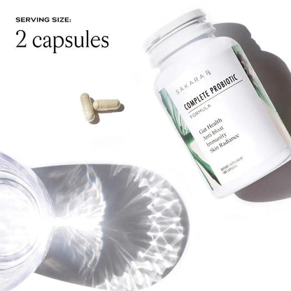 SAKARA Complete Probiotic - Prebiotics and Probiotics for Women Digestive Health Supplements, Supports Bloating, Immune System & Skin Radiance, Gut Health for Women with 3 Billion CFU's - 180 Capsules - Maple Wellness Supplements