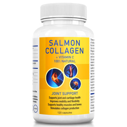 Salcoll Premium Marine Collagen Capsules, 120 Count, Fish Collagen Supplement for Joint Support, Skin, Hair & Nails - Maple Wellness Supplements
