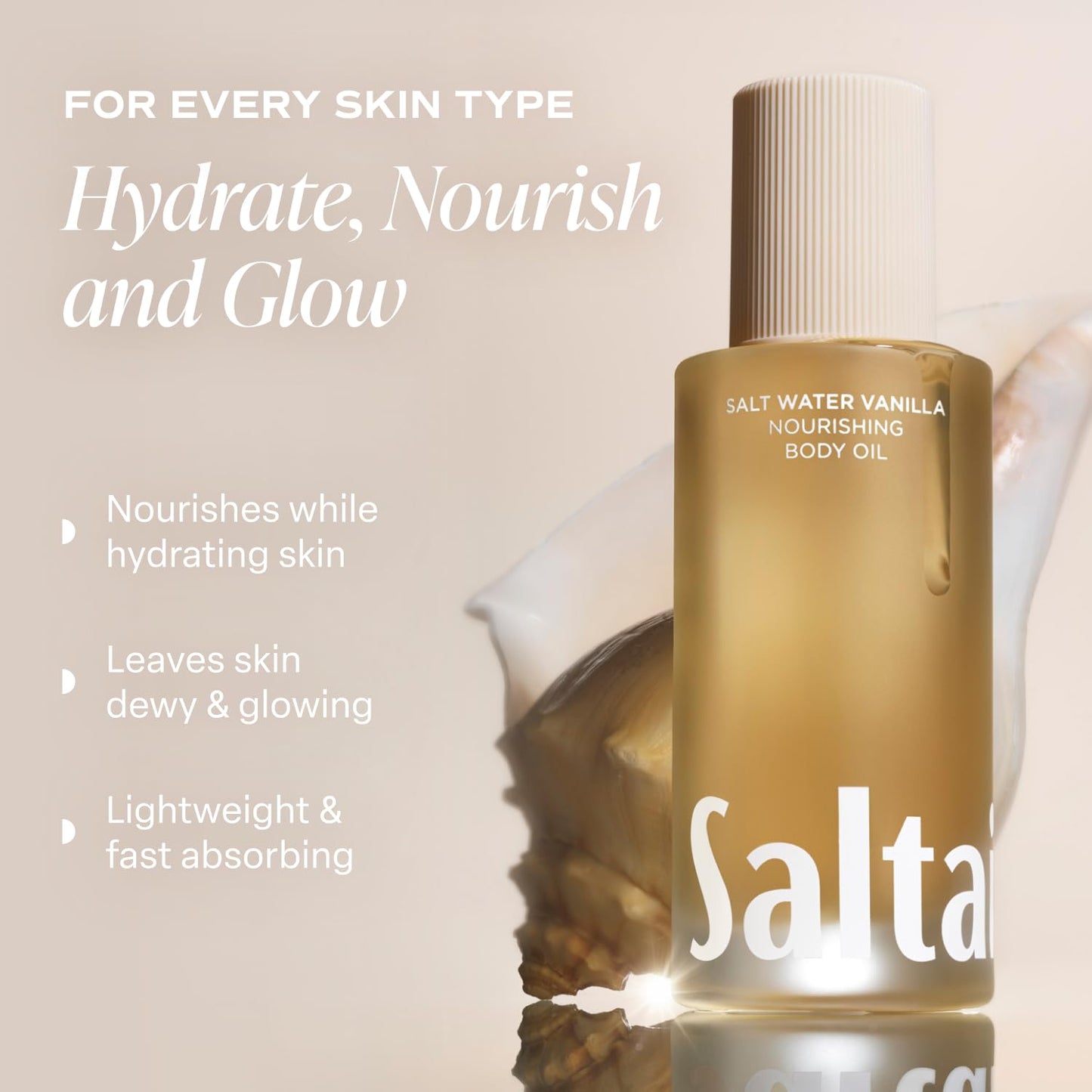 Saltair Body Oil - Luxurious Salt Water Vanilla After Shower and Bath Oil for Women and Men. Botanical, Non-Greasy - Maple Wellness Supplements