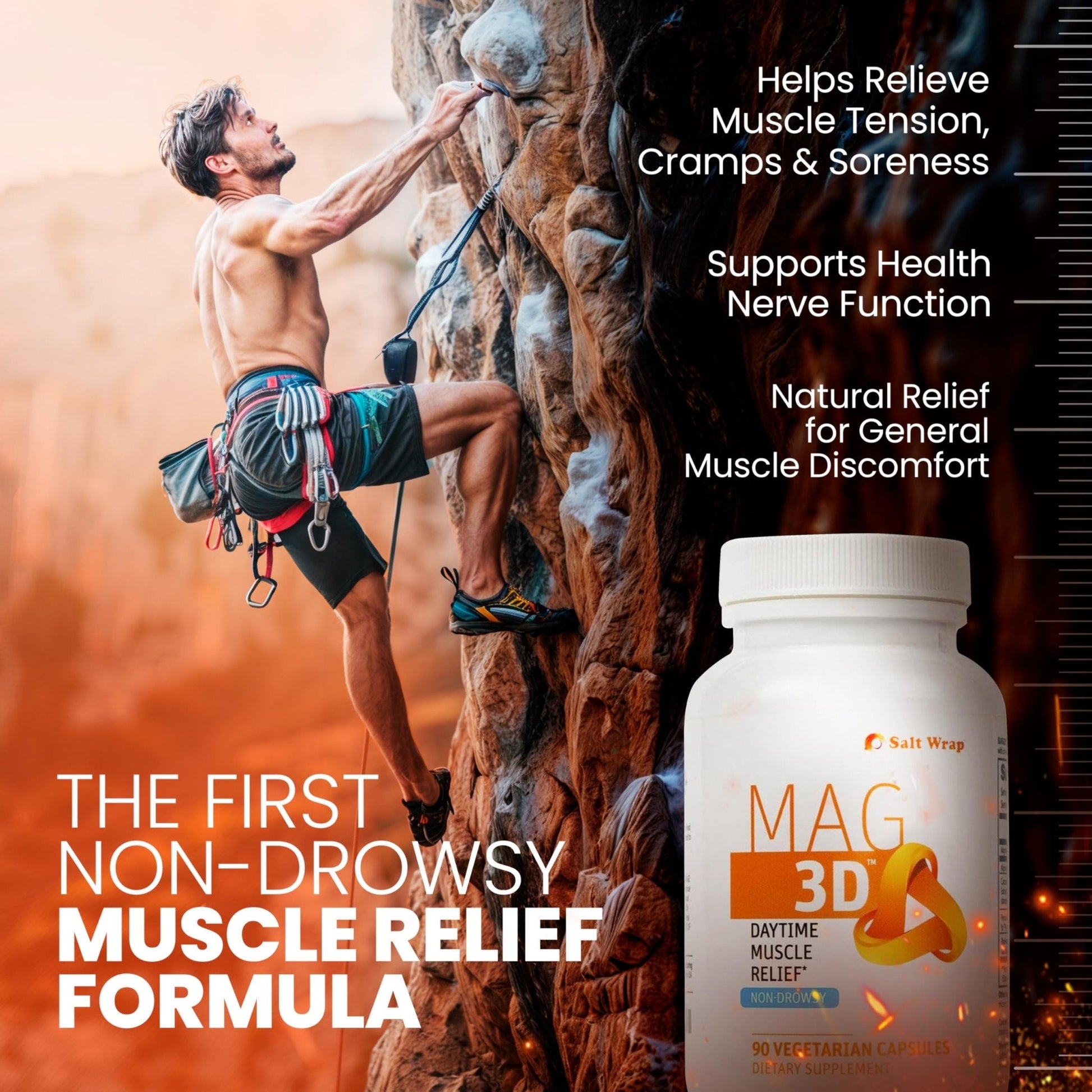 SaltWrap Mag 3D – Daytime (Non-Drowsy) Leg Cramp & Muscle Relief Support - Natural Supplement for Muscle and Nerve Health with Turmeric, Alpha Lipoic Acid & Magnesium - Maple Wellness Supplements
