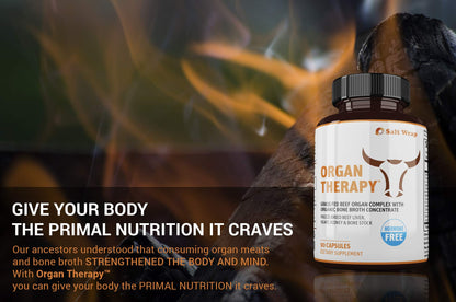 SaltWrap Organ Therapy - Grass Fed Beef Organ Meat Complex Supplement with Organic - Maple Wellness Supplements