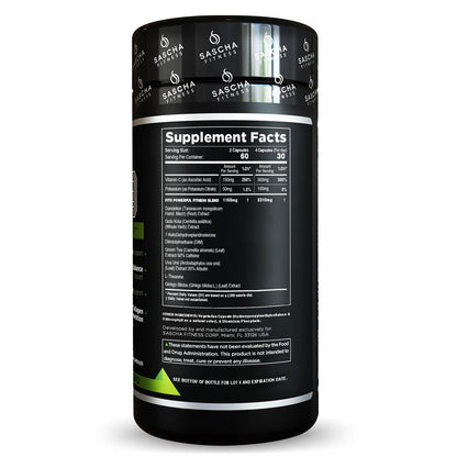 Sascha Fitness Fat Loss pills | Collagen support | Fluid Balance | FIT9 Ingredients: 7Keto + Uva Ursi, Gotu Kola, L-Theanine,Gingko Biloba,DIM,Green Tea | Weight Loss Supplements-Vegan-120 Natural Cap - Maple Wellness Supplements