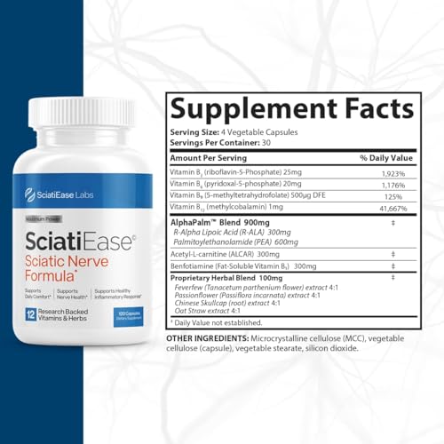 SciatiEase Sciatic Nerve Health Support - Sciatic Nerve Supplement with Pea, Vitamin B - Maple Wellness Supplements