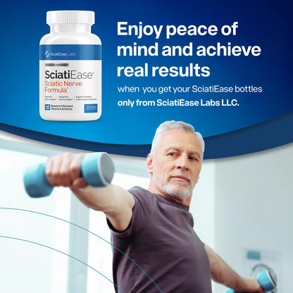 SciatiEase Sciatic Nerve Health Support Supplement - Nerve Support Formula with AlphaPalm, Pea, Vitamin B Complex, Alpha Lipoic Acid 300mg - 3 Bottles - Maple Wellness Supplements