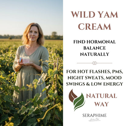 Seraphime Wild Yam Cream for Hormone Balance - Gift for Mom - Menopause and PMS Support for Women - Wild Yam Balancing Cream - Hot Flashes, Night Sweats, Mood Swings, Low Energy - Lavender 4oz - Maple Wellness Supplements