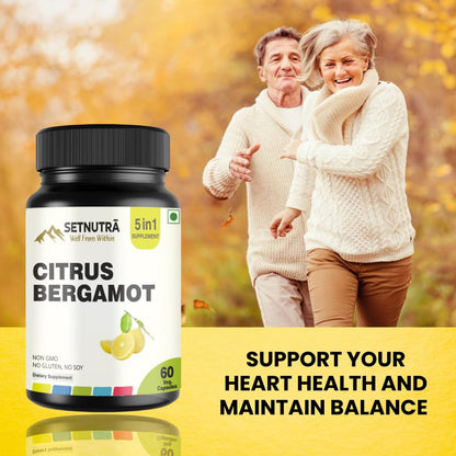 SETNUTRA Well From Within 5 in 1 Citrus Bergamot Supplement with Black Chokeberry Olive Leaf Niacin & Black Pepper | Heart Health Support Antioxidant Boost | Non GMO Gluten Free Capsules (60 Count) - Maple Wellness Supplements