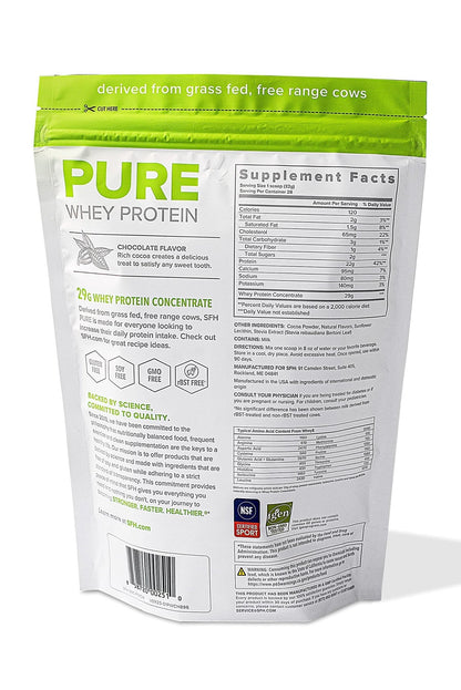 SFH Pure Whey Protein Powder (Chocolate) Best Tasting 100% Grass Fed Whey - Maple Wellness Supplements