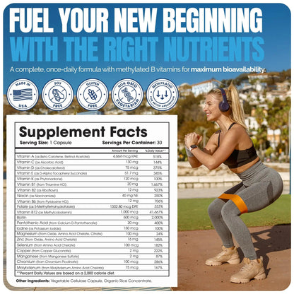 Shiny Leaf Methylated Bariatric Multivitamin Without Iron – Vitamins for Gastric Bypass & Sleeve, 1 Daily Capsule W Methylated Folate - Maple Wellness Supplements