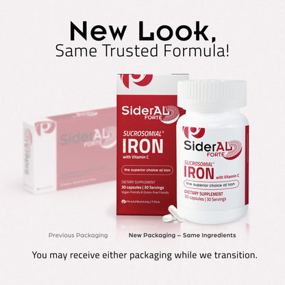 SiderAL Forte Iron Supplement Clinically Proven to Increase Levels Without Side Effects | Sucrosomial High Absorption Gentle Iron Pills for Women and Men | Vitamin C | Anemia & Energy Support | 30 ct - Maple Wellness Supplements