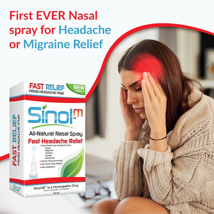 Sinol Headache Relief Spray, Over-The-Counter Medication Nose Spray for Migraine Cluster Tension, Sinus Relief & Nasal Decongestants, 15 ml - Maple Wellness Supplements