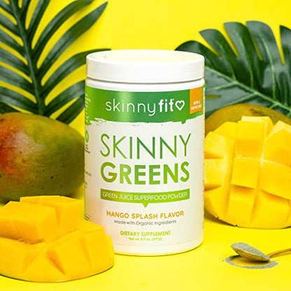 SkinnyFit Mango Splash Skinny Greens, Green Juice Superfood Powder, Natural Energy - Maple Wellness Supplements
