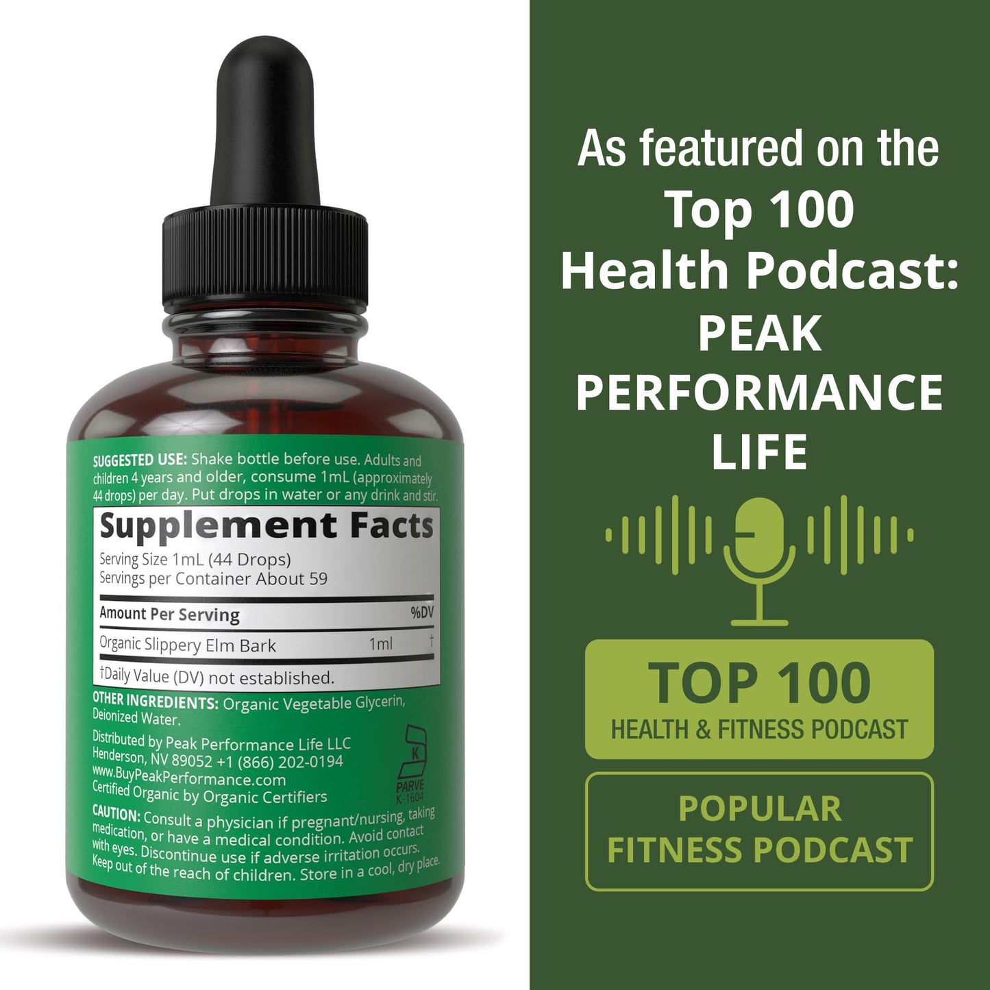 Slippery Elm Bark USDA Organic Vegan Liquid Drops. Extract with High Bioavailability for Women, Men, Kids. for Sore Throat, Irritated Stomach. Zero Sugar, Gluten Free, Tincture Supplement No Capsules - Maple Wellness Supplements