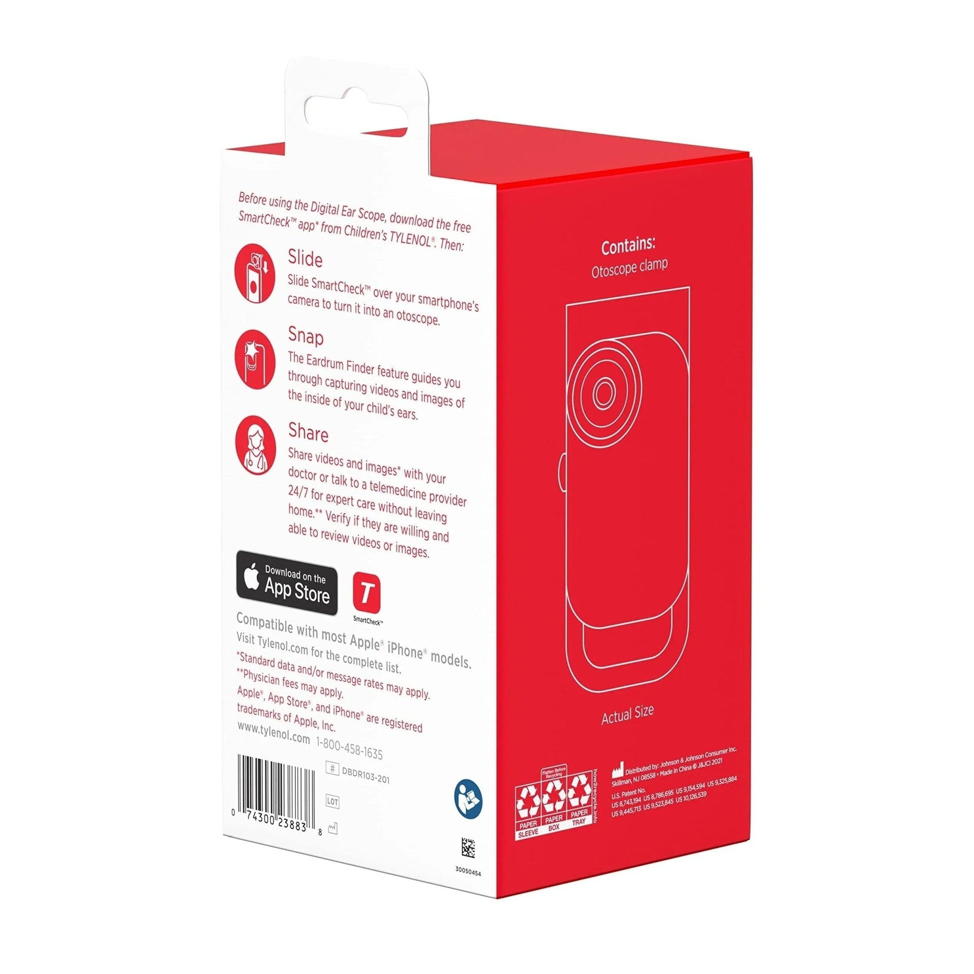 SmartCheck Digital Ear Scope from Children's Tylenol, Otoscope with Light, 1 Otoscope Clamp, 12 Specula Tips + Children's Tylenol Pain + Fever Medicine with Acetaminophen, 8 fl. oz - Maple Wellness Supplements