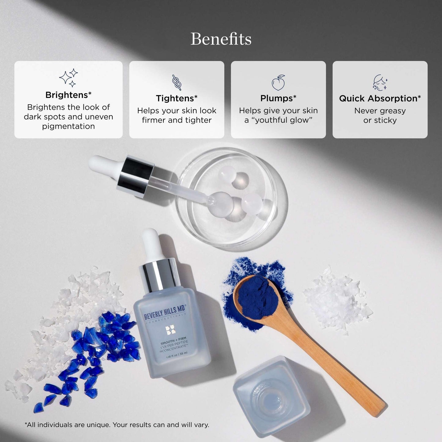 Smooth + Firm Copper Peptide Concentrate Serum for Aging Skin, Plumping Niacinamide for Tightening & Brightening, Helps Improve Elasticity, Hyperpigmentation & Dark Spots, Water Based, 1.18 Fl Oz - Maple Wellness Supplements