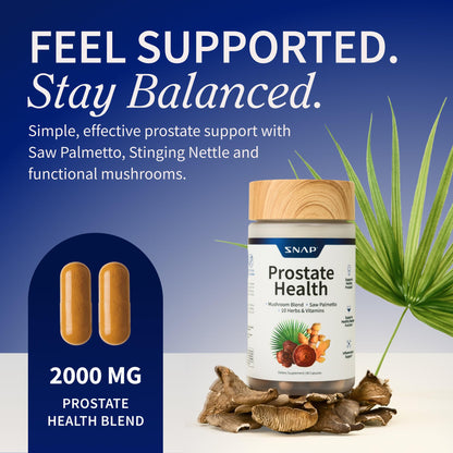 Snap Supplements Prostate Health Supplement with Saw Palmetto for Men, DHT Blocker - Helps Support Male Urinary Tract and Prostate for Mens Health - Maple Wellness Supplements