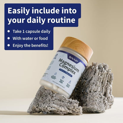 Snap Triple Magnesium Complex for Women & Men for Sleep & Muscle Support – 400mg, 3-in-1 Magnesium Supplement – Bisglycinate, Citrate & Oxide – Chelated for High-Absorption, 60 Vegetarian Capsules - Maple Wellness Supplements