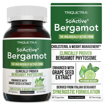 SoActive Bergamot: 2.5X More Effective, Italian Citrus Bergamot Phytosome - Clinically Validated | Enhanced with Grape Seed Extract - Maple Wellness Supplements