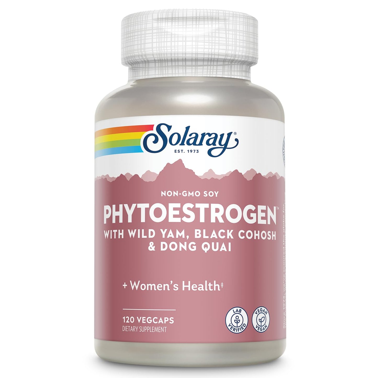 SOLARAY PhytoEstrogen Menopause Supplements - Wild Yam, Black Cohosh, and Dong Quai Estrogen Pills for Women's Health - Vegan, Lab Verified, 60-Day Guarantee (30 Servings, 120 VegCaps) - Maple Wellness Supplements