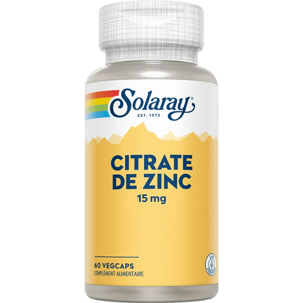 Solaray Zinc Citrate 15 mg 60 capsules - Maple Wellness Supplements