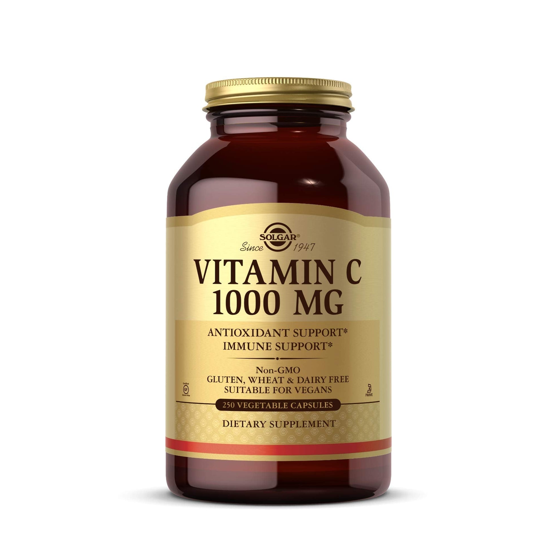 Solgar Vitamin C 1000 mg, 250 Vegetable Capsules - Antioxidant & Immune Support - Overall Health - Healthy Skin & Joints - Bioflavonoids Supplement - Maple Wellness Supplements