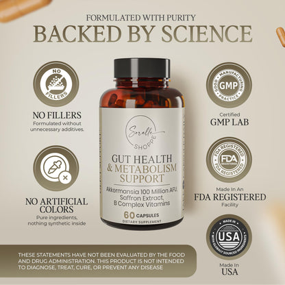 SORELLE SHOPPE Akkermansia Muciniphila Probiotic + Saffron + B Complex | Core Gut Health & Daily Wellness | Mood & Metabolism Support - Maple Wellness Supplements