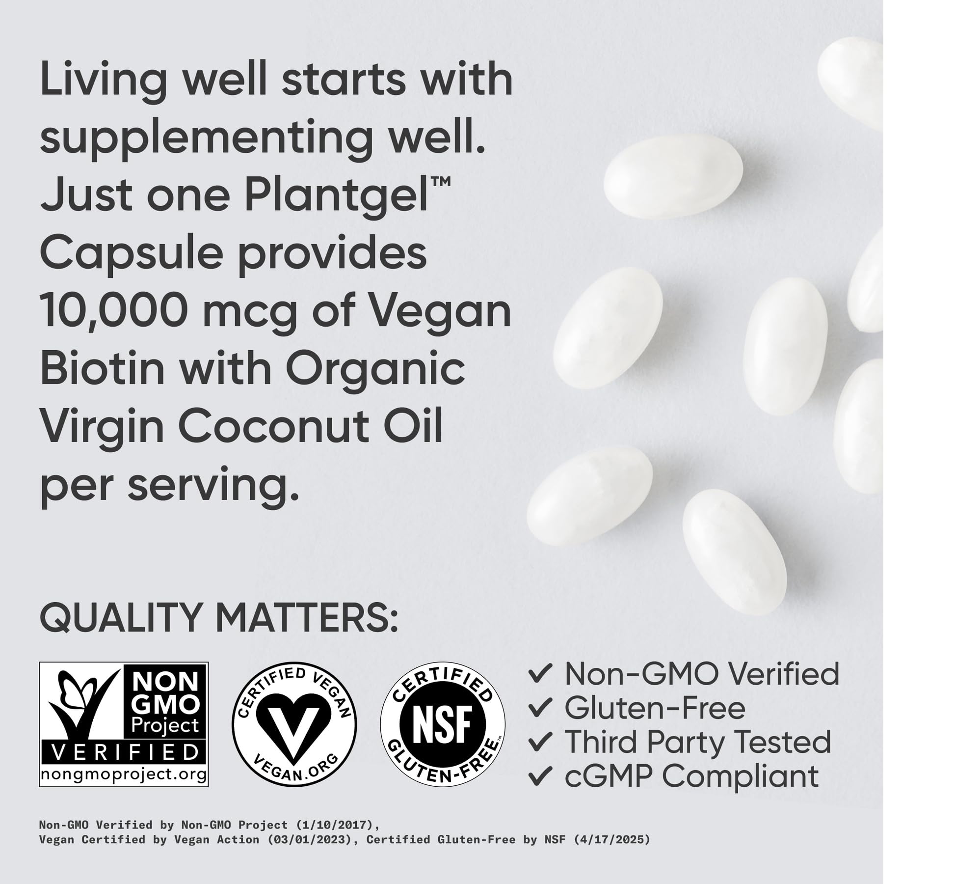 Sports Research® Biotin 10,000mcg with Organic Coconut Oil - Biotin (Vitamin B7) for Healthy Skin and Hair Support* - for Women and Men - Vegan, Non-GMO, Gluten & Soy-Free - 30 Veggie Softgels - Maple Wellness Supplements