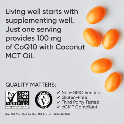Sports Research CoQ10 (100mg) Enhanced w/Coconut Oil & Bioperine (Black Pepper) for Better Absorption | Vegan Certified, Non-GMO Verified (120 Veggie Softgels) - Maple Wellness Supplements