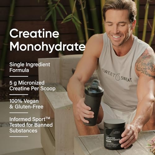 Sports Research Creatine Monohydrate - Gain Lean Muscle, Improve Performance - Maple Wellness Supplements
