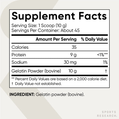 Sports Research Gelatin Collagen Cooking Powder - Sourced from Pasture Raised Cows | Great for Cooking and Baking - Certified Keto Friendly and Non-GMO - Maple Wellness Supplements