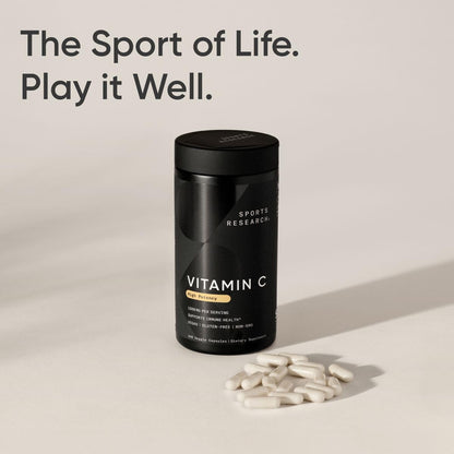 Sports Research High Potency Vitamin C Supplement - Vegan Veggie Capsules for Antioxidant Activity & Immune Support - Non-GMO Verified & Gluten Free - Ascorbic Acid Vitamin C 1000mg, 240 Count - Maple Wellness Supplements