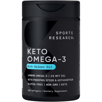 Sports Research Keto Omega Fish Oil with Wild Sockeye Salmon, Antarctic Krill Oil, Astaxanthin & Coconut MCT Oil - 1200mg of EPA & DHA per Serving | Keto Certified & Non-GMO Verified (120 Softgels) - Maple Wellness Supplements