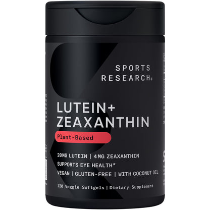 Sports Research® Lutein and Zeaxanthin Capsules - Eye Health Support Supplement Made with Lute-Gen® and Organic Coconut Oil - Vegan Friendly & Non-GMO Verified - 120 Veggie Softgels - Maple Wellness Supplements