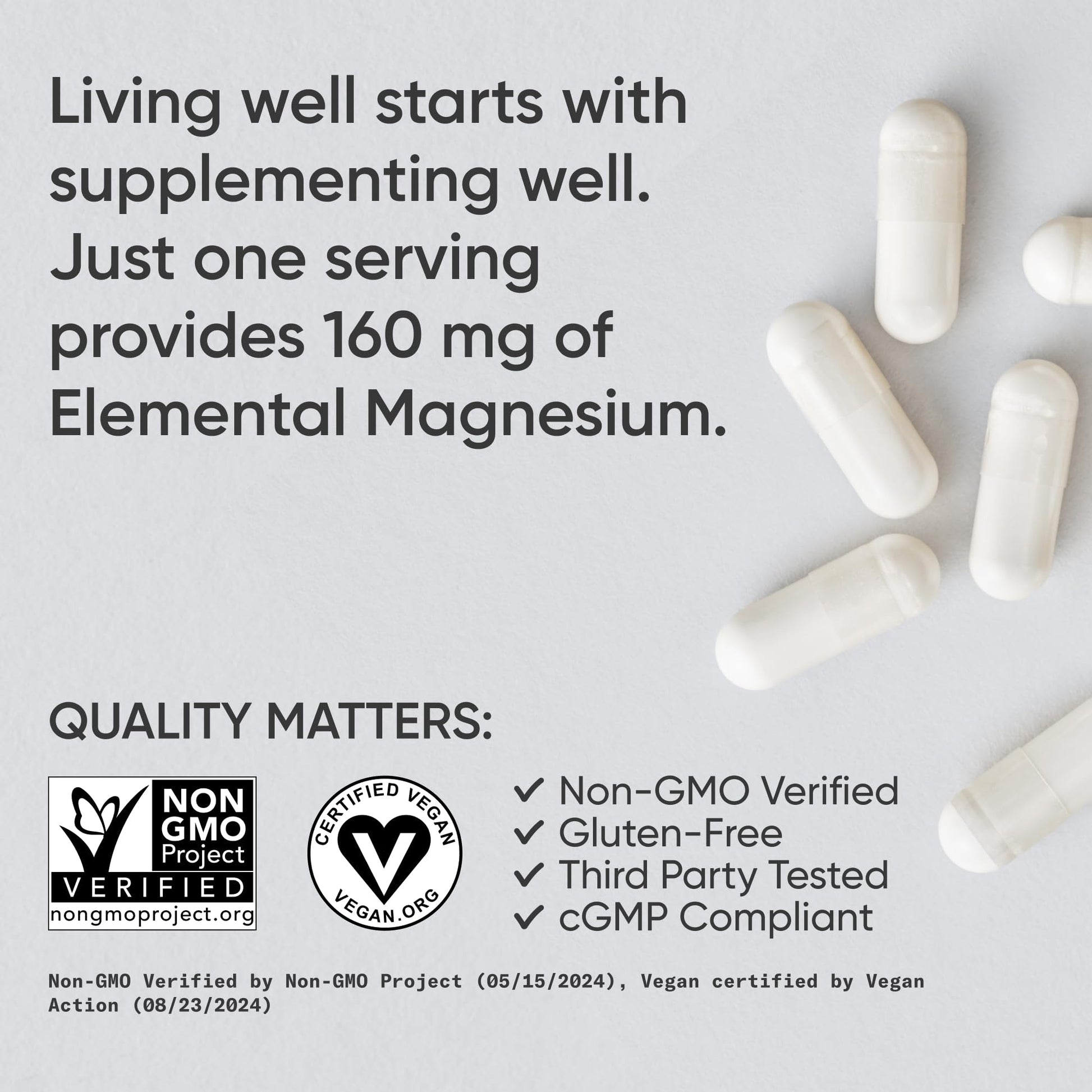 Sports Research® Magnesium Glycinate - Supports Restful Sleep & Enzymatic Processes - 160 mg Chelated Magnesium - Vegan Capsule - 90 Count - Maple Wellness Supplements