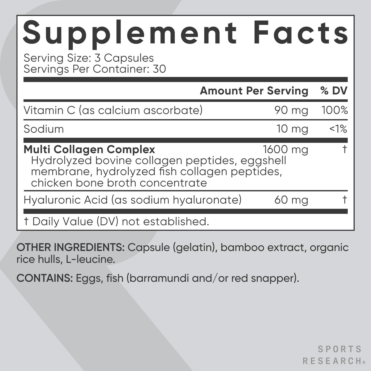 Sports Research® Multi Collagen Pills for Women & Men - Collagen Peptides (Type I, II, III, V, X) Enhanced with Hyaluronic Acid & Vitamin C - Gluten Free ­· Non-GMO - 90 Capsules - Maple Wellness Supplements