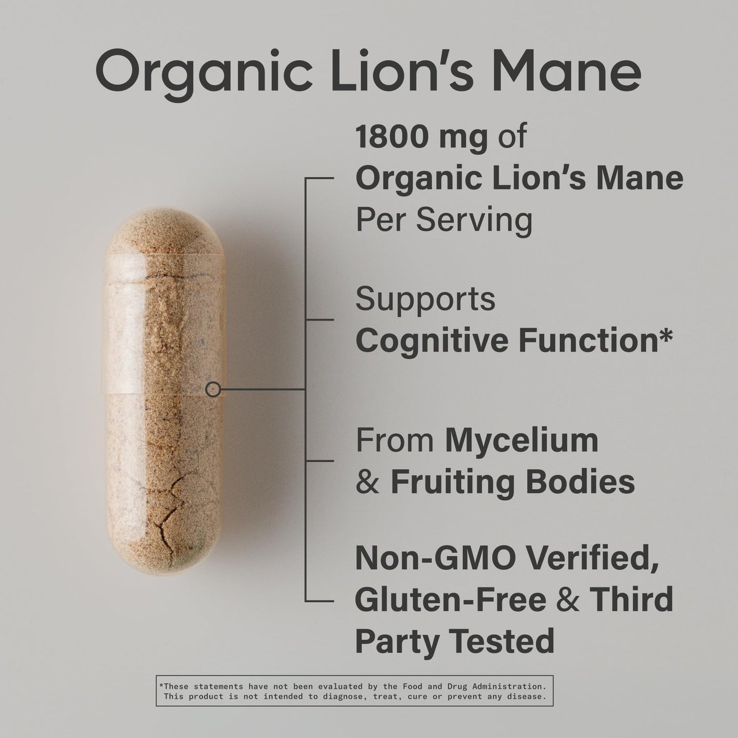 Sports Research® Organic Lion's Mane Mushroom Supplement 1800mg - Brain Health, Focus & Cognitive Supports - USDA Certified Organic · Non-GMO · Vegan - 90 Count Capsules - Maple Wellness Supplements