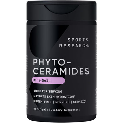 Sports Research® Phytoceramides 350mg per softgel - Plant Derived Ceramides for Healthy Skin and Hydration - Non GMO with No Fillers or Synthetic Vitamins - 30 Liquid softgels - Maple Wellness Supplements