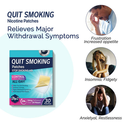 Step 2 Quit Smoking Patches, 14mg Stop Smoking Aids Patches, 30 Count Quit Smoking Stickers that Work with 2 Weeks, Helping Quit Patch, Easy & Effective Anti-Stickers - Maple Wellness Supplements