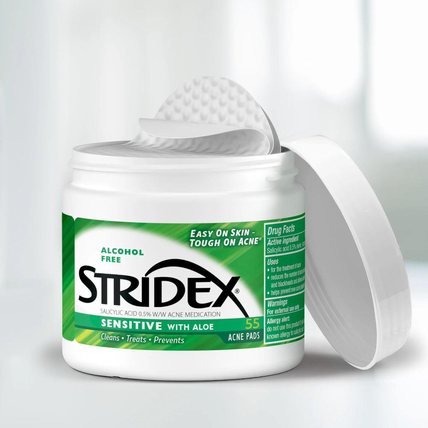 Stridex Acne Pads Sensitive With Aloe 55 Count Alcohol-Free - Maple Wellness Supplements