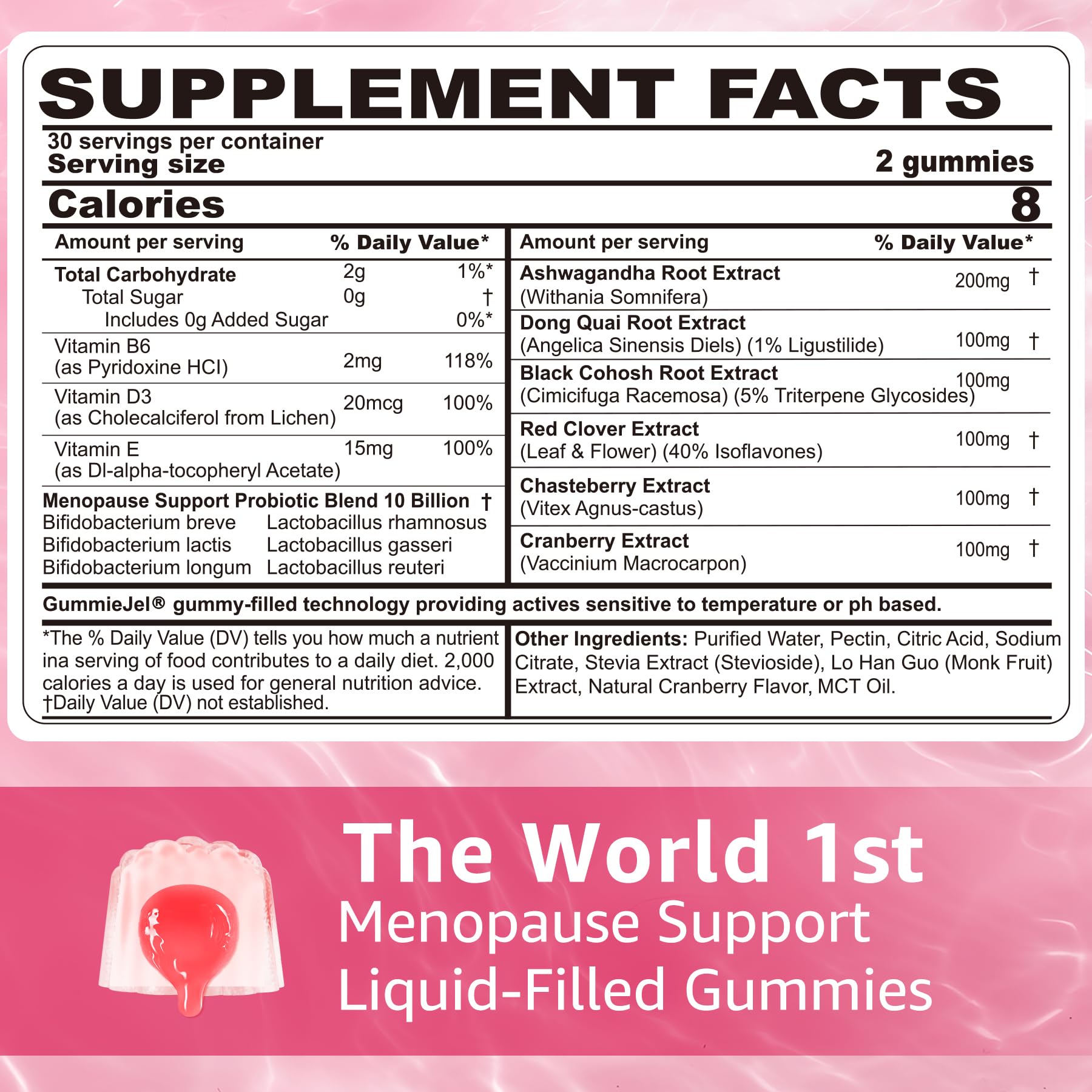Sugar Free Menopause Supplement Gummies for Women, Menopause Probiotics (10 Billion CFU) Filled Gummy with Ashwagandha, Dong Quai & Black Cohosh for Hot Flashes, Night Sweats, Mood Swings, Gut Health - Maple Wellness Supplements