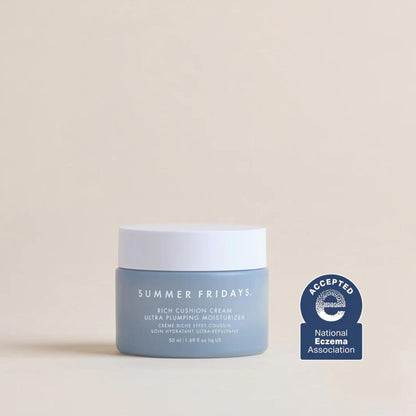 Summer Fridays Rich Cushion Face Cream - Ultra Plumping Barrier Repair Cream + Makeup Primer - Infuses Skin with Rich Hydration from Glycerin + Squalane - Non-Comedogenic + Fragrance-Free (1.69 Oz) - Maple Wellness Supplements
