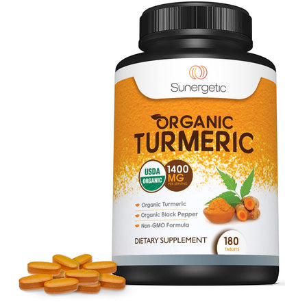 Sunergetic USDA Certified Organic Turmeric Supplement – Includes Organic Turmeric - Maple Wellness Supplements