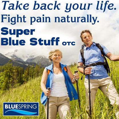 Super Blue Stuff OTC 12-oz. Pump Bottle - Natural, Made in USA, Paraben-free, Works in As Little As 5 Minutes for Joint/Muscle Pain, Backaches, Sprains/Strains, Bruises & Arthritis by Blue Spring - Maple Wellness Supplements