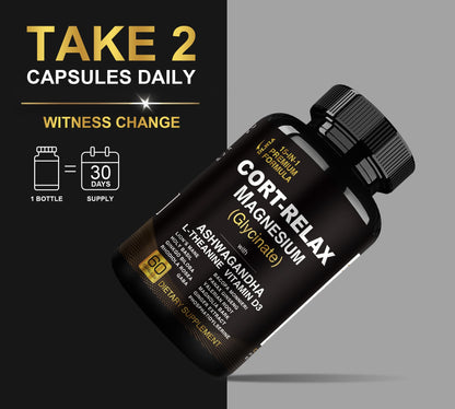 Super Calm Cortisol Supplements for Women & Men with Magnesium Glycinate, Ashwagandha, L-Theanine, Phosphatidylserine, Ginkgo & Lions Mane for Calm, Focus, Mental Clarity, Relaxation, Sleep, Energy - Maple Wellness Supplements