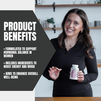Sweat Ethic Victress, Hormone Balance Support for Women with KSM-66 Ashwagandha, DIM, Biotin, Folic Acid, Dandelion Root, Cayenne Pepper & Vitamin D3, Daily Wellness Formula, 90 Easy to Take Capsules - Maple Wellness Supplements