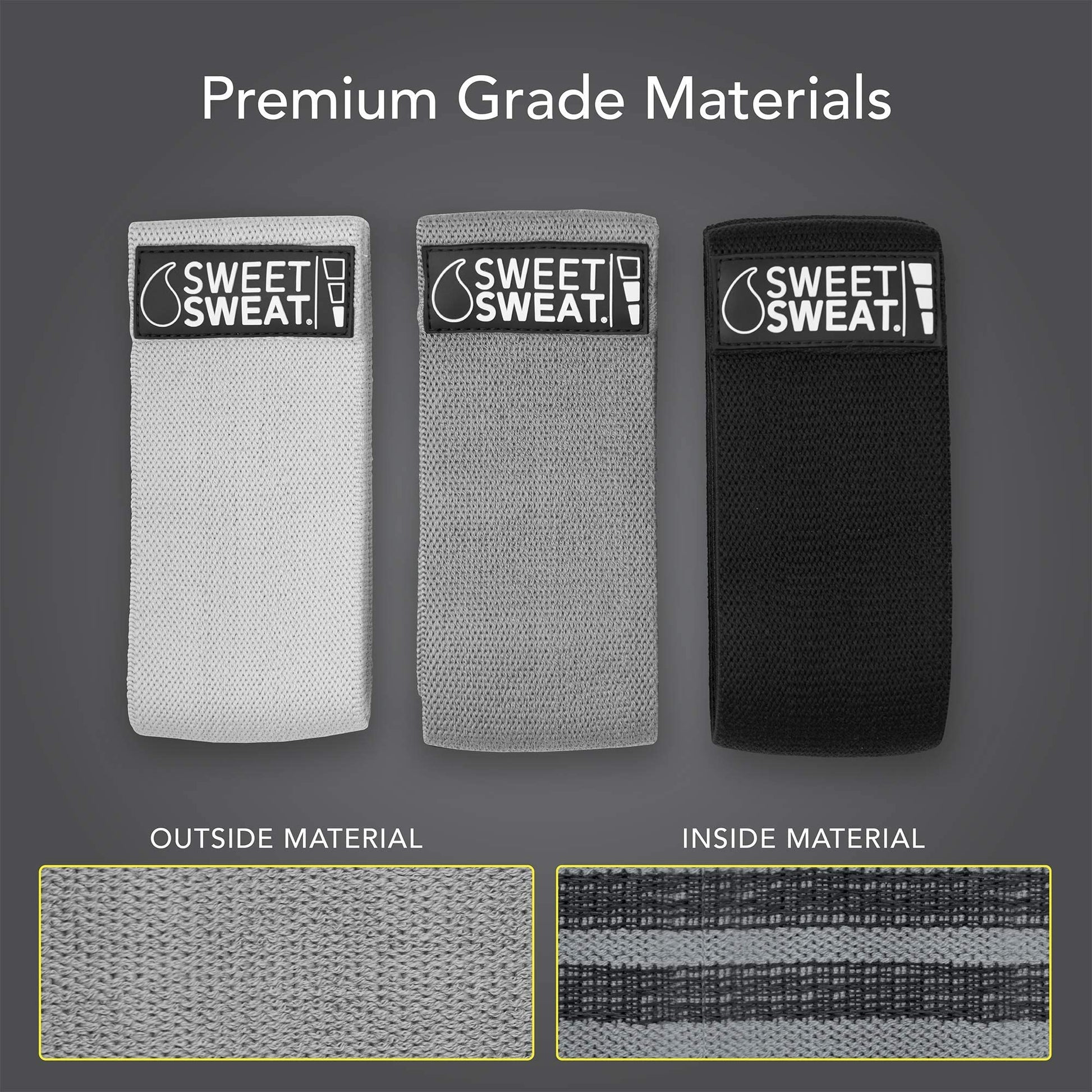Sweet Sweat Hip Bands with 3 Levels of Resistance | Non-Slip Fabric Booty Bands for Squats & Lunges | Includes Free Mesh Carrying Bag - Maple Wellness Supplements