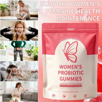 Taeci Vaginal Probiotic Gummies for Women – 5 Billion CFU with Prebiotic & Cranberry Extract – Supports pH Balance, Healthy Odor & Gut Health - Maple Wellness Supplements