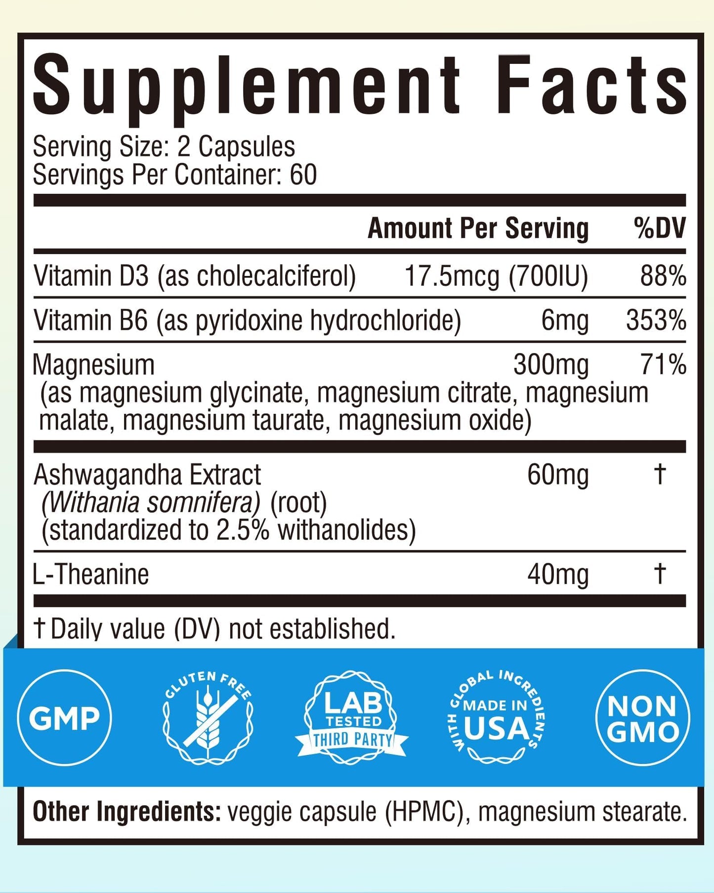 Terranics Magnesium Complex Supplement with Glycinate, Citrate, Taurate & Malate | Supports Nerve & Mood Health | Includes Ashwagandha, L-Theanine, Vitamin D3 & B6 | 120 Capsules | Non-GMO - Maple Wellness Supplements