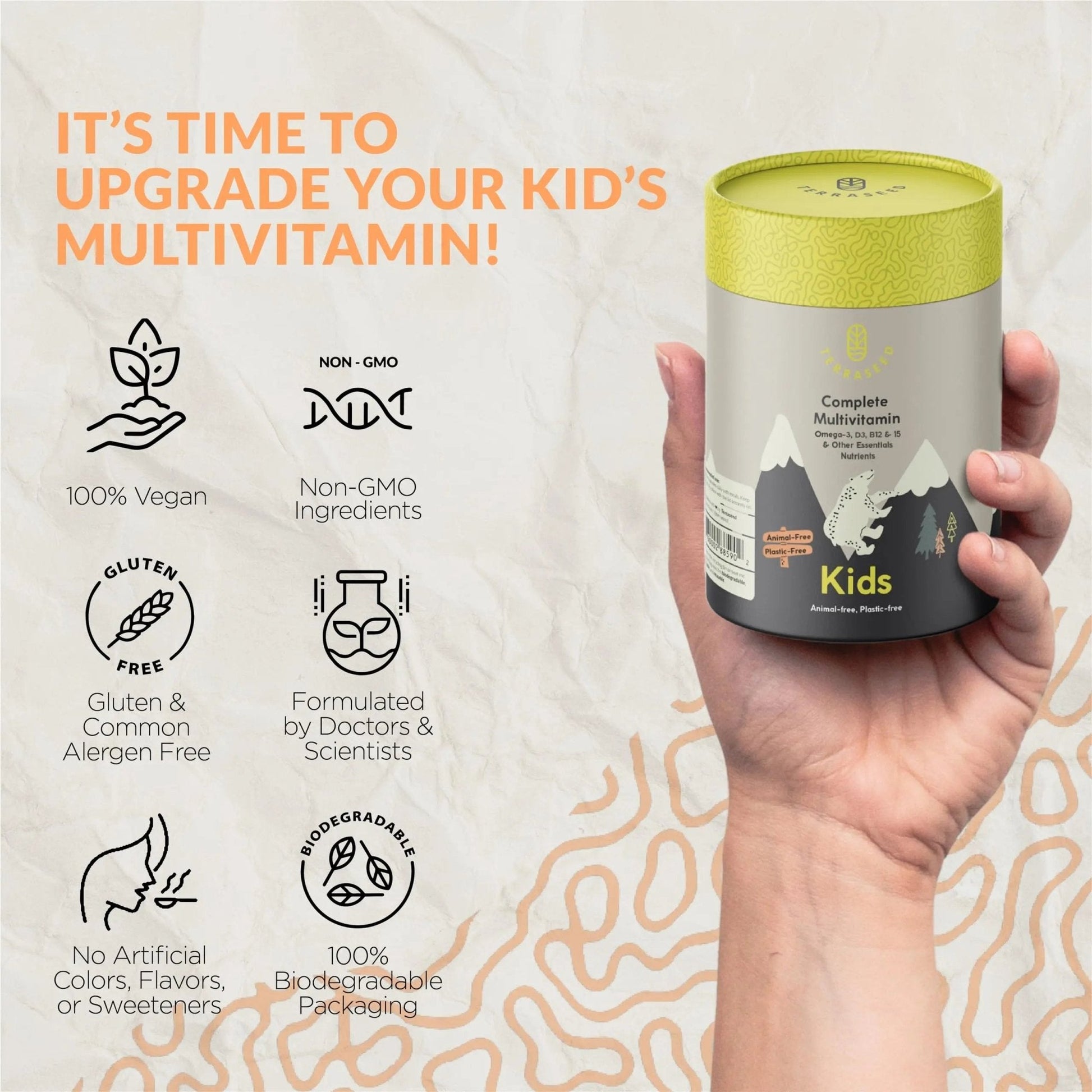 Terraseed Complete Kids Multivitamin Gummies - with Omega 3,6,9, Vitamin B12, Folic Acid, Iodine, Vitamin C, Zinc - Kids Daily Essential Vitamins - Maple Wellness Supplements