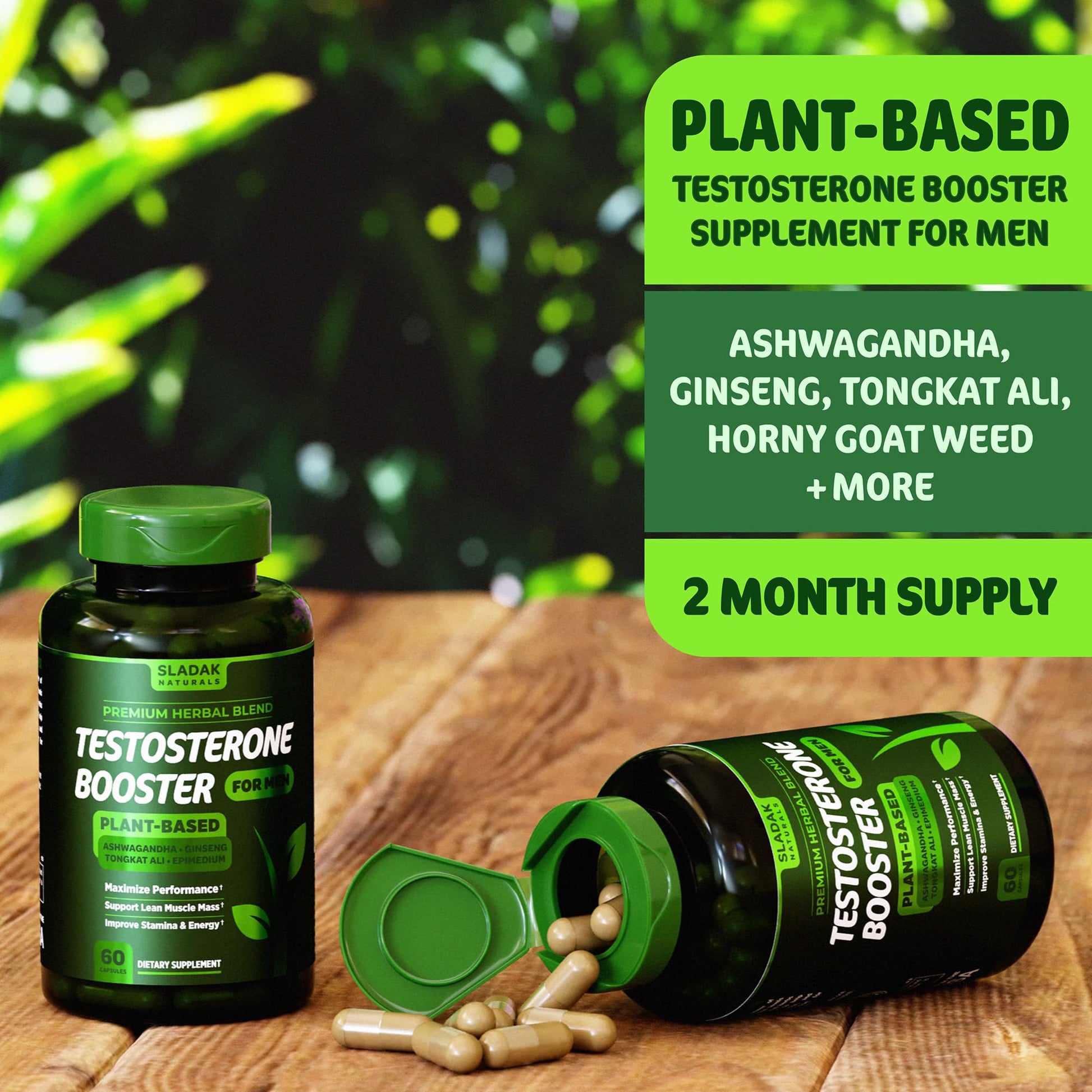 Testosterone Booster Supplement for Men - Male Enhancing Test Boost - Ashwagandha, L-Arginine, Tongkat Ali, Tribulus + More - Workout, Build Muscle, Strength, Energy & Performance - 2 Month Supply - Maple Wellness Supplements