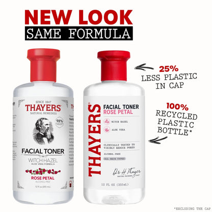 THAYERS Alcohol-Free Rose Petal Witch Hazel Facial Toner for Glowing Skin, Soothing - Maple Wellness Supplements